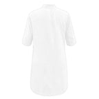 Women's Solid Color Shirt Collar Mid-Sleeve Dress With Oversized Buttons - Simple & Elegant Spring&Summer Dress