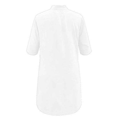 Women's Solid Color Shirt Collar Mid-Sleeve Dress With Oversized Buttons - Simple & Elegant Spring&Summer Dress