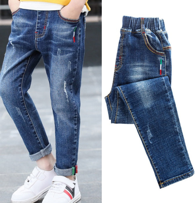 Boys' denim trousers, new style, big children's trousers, spring and autumn children's trousers - D&A