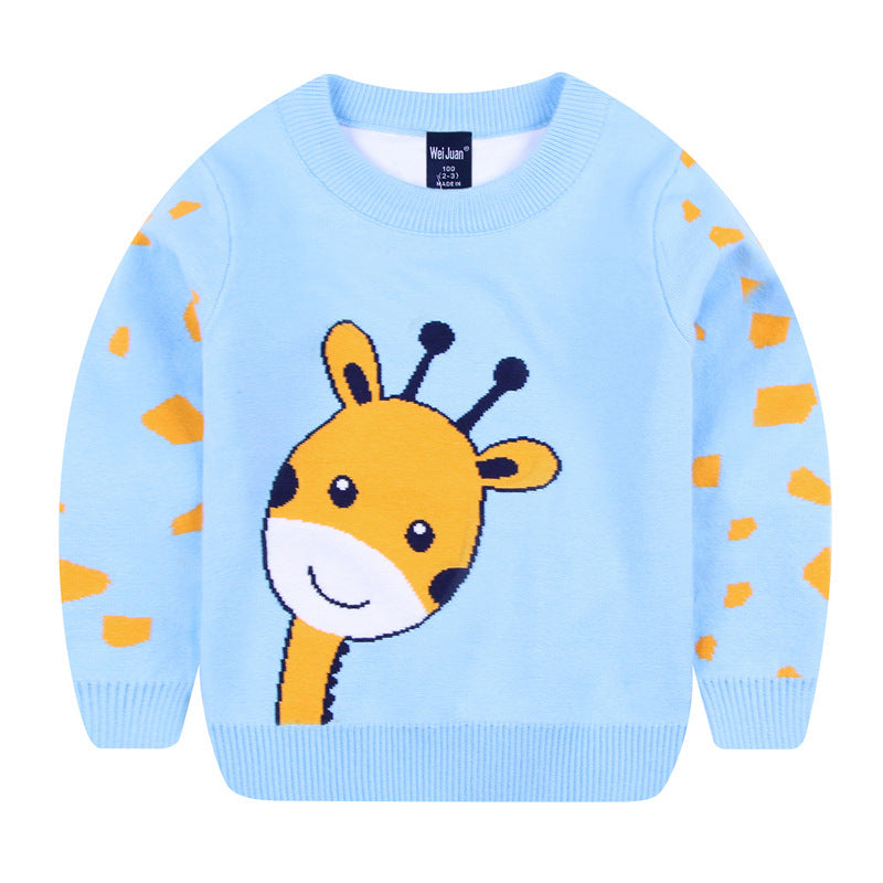 Children cartoon sweater Deer royal blue - D&A