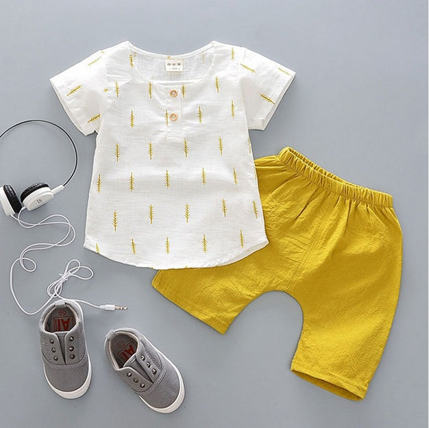 summer baby boys outfits sports Yellow pants - D&A