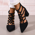 Fashion High Heel Professional Pointed-toe Hollowed High Heel Sandals - D&A