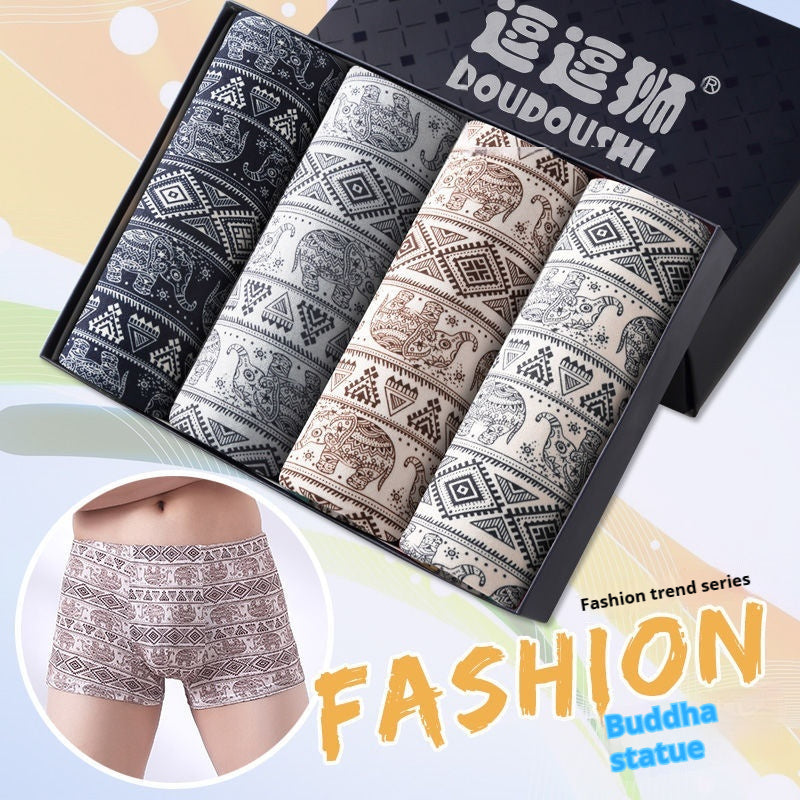 Men's Boxer Briefs Student Trendy Fashion New Buddha Statue - D&A