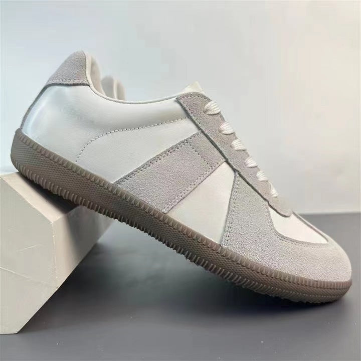 Genuine Leather Versatile Sports Casual Breathable White Shoes Beige - D&A