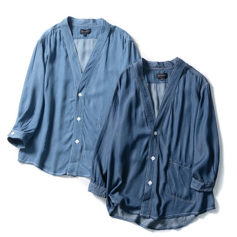 Men Three-quarter Sleeve Trendy Loose V-neck Casual Denim Coat - D&A