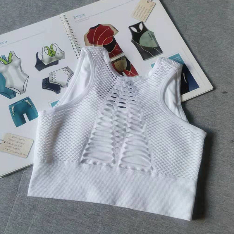 Breathable mesh sports bra White - D&A