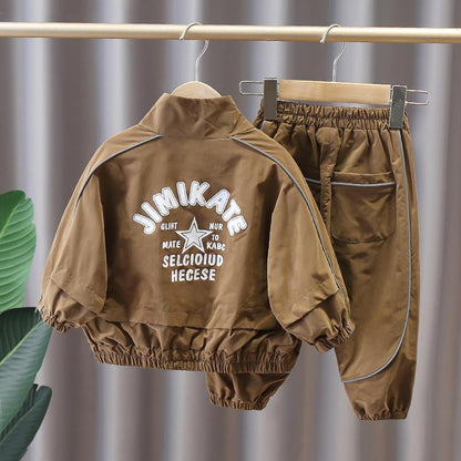 Trendy Kid Handsome Two-piece Suit Chocolate - D&A