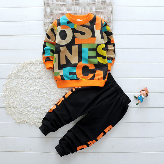 Spring children's clothing boy and girl suit two-piece cartoon sweater - D&A
