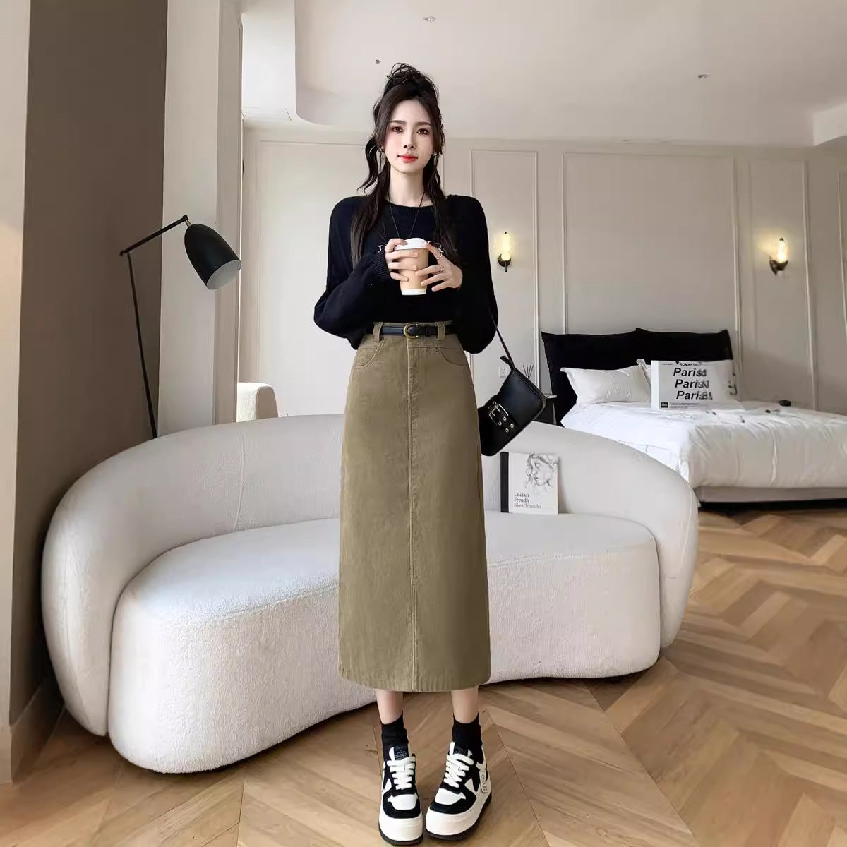 Skirt Retro High Waist A- Line Sheath Straight Skirt - D&A