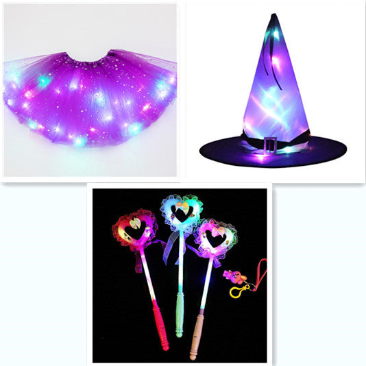 Magical & Luminous LED Princess Halloween Tutu Skirt Sequins Shiny Skirt Set8 - D&A