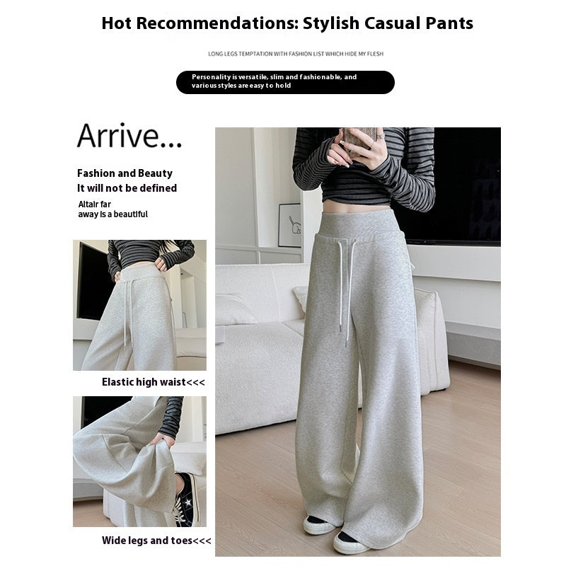 Loose Drooping Straight-leg Pants Sweatpants High Waist Slimming American Wide Leg Pants - D&A