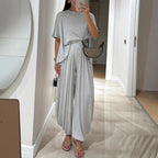 Casual Solid Color Loose Comfortable Wide-leg Pants Two-piece Women's Clothing - D&A