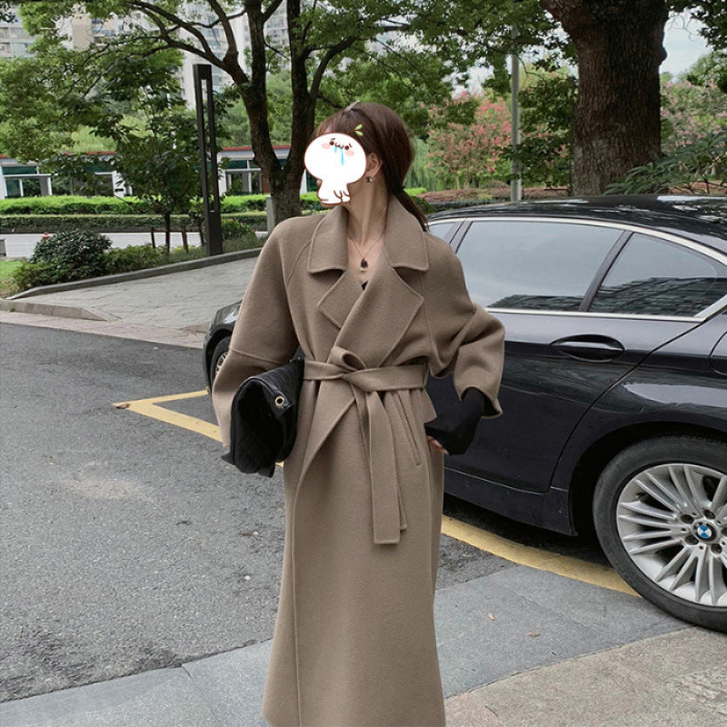 Mid-length Fall Winter Fashion Socialite Below-the-knee Coat Elephant Gray - D&A