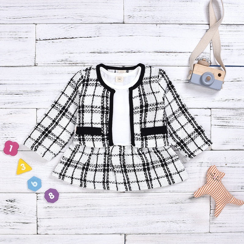 Long-sleeved Dresses Two-piece Children's Baby Small Incense Wind Suit - D&A