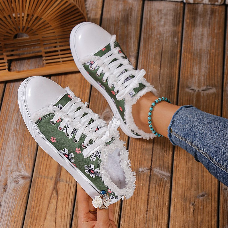 Spring And Autumn New Casual All-match Flat Lace-up Plus Size Low-top Canvas Shoes For Women - D&A
