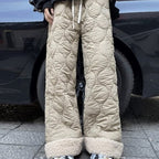Winter Cotton-padded Waterproof Patchwork Lambskin Cotton Pants - D&A