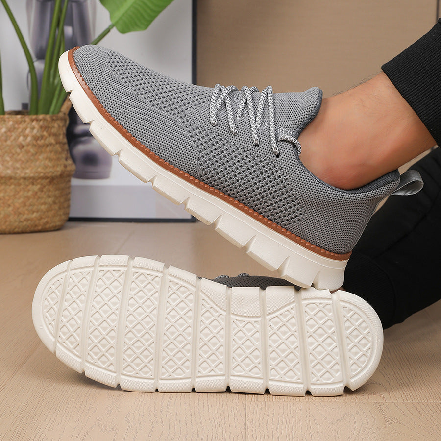 Men's Fashionable Flying Woven Surface Breathable Sneaker - D&A