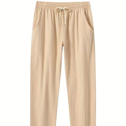 Cotton And Linen Beach Pants Men's Loose Casual Khaki - D&A