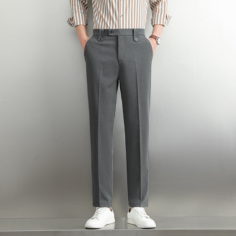 Simple Suit Pants Men's Loose Straight Business Trousers SF28 Dark Gray - D&A