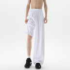 Basamine Ice Silk Drooping Curtain Lazy Men's Summer Mopping Wide-leg Casual Pants White - D&A