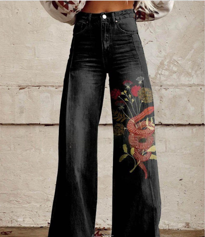 Hot Selling Plus Size Women's Casual Pants Thin Imitation Jeans E - D&A