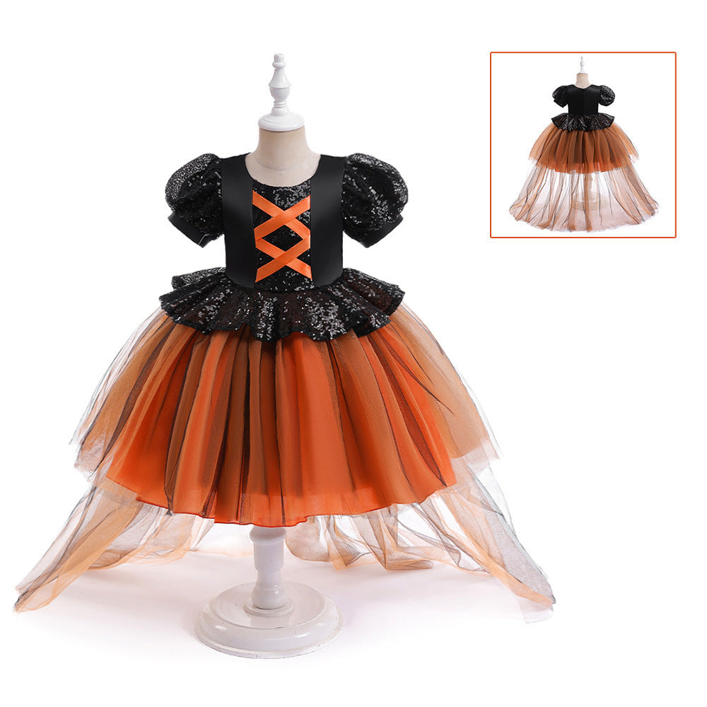 Halloween Girls' Witch Performance Costume Party Dress - D&A