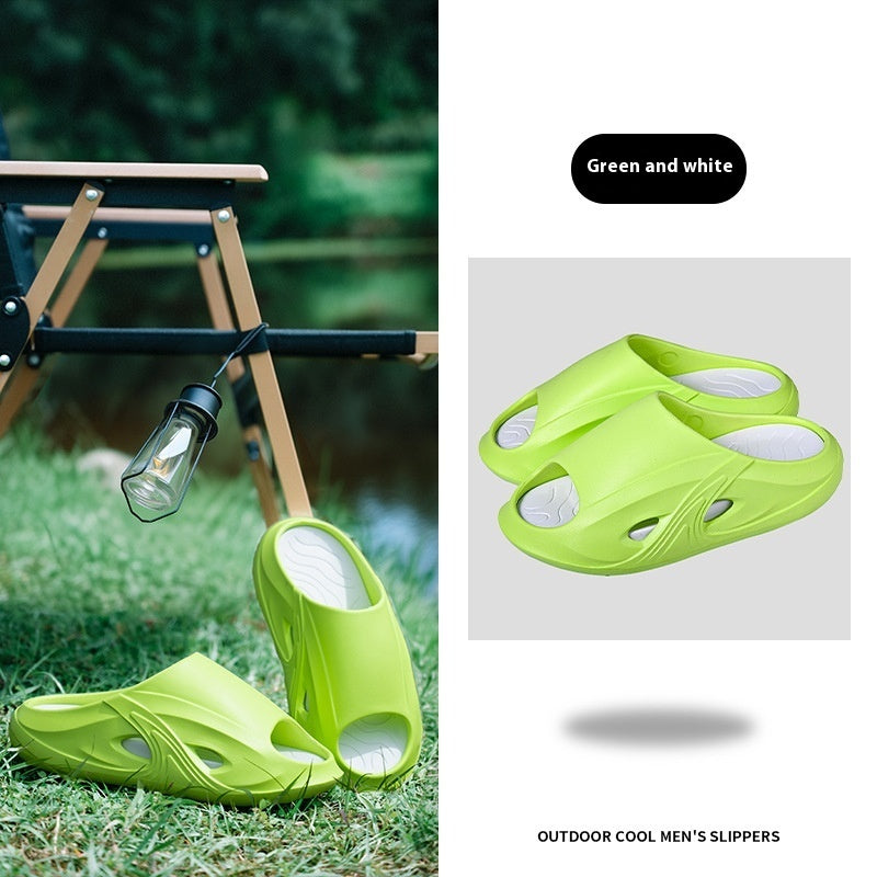 Men's Slippers Home Outdoor Non-slip Deodorant Soft Bottom Fluorescent Green - D&A