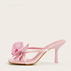 Spring And Summer Meiko Flower Decorative Flip-toe Square Toe High Heel Sandals - D&A