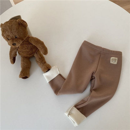 Girls' Single-layer Fleece-lined Fashionable All-matching Leggings Brown - D&A