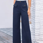 Women's High Waist Wide Leg Pants Stretch Casual Pants - D&A