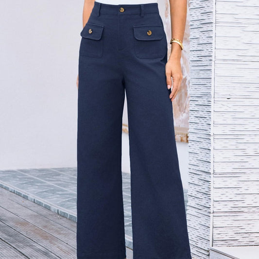 Women's High Waist Wide Leg Pants Stretch Casual Pants - D&A