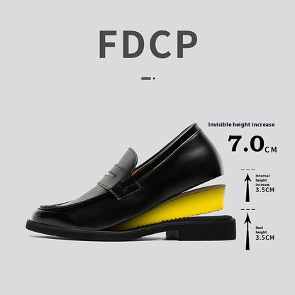 Men's Classic Slip-on Black Derby Couple Leather Shoes Elevated G036 - D&A