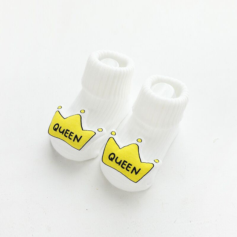 Baby Socks Dispensing Glue Non-Slip Loose Baby Socks Children Floor Socks White Crown - D&A