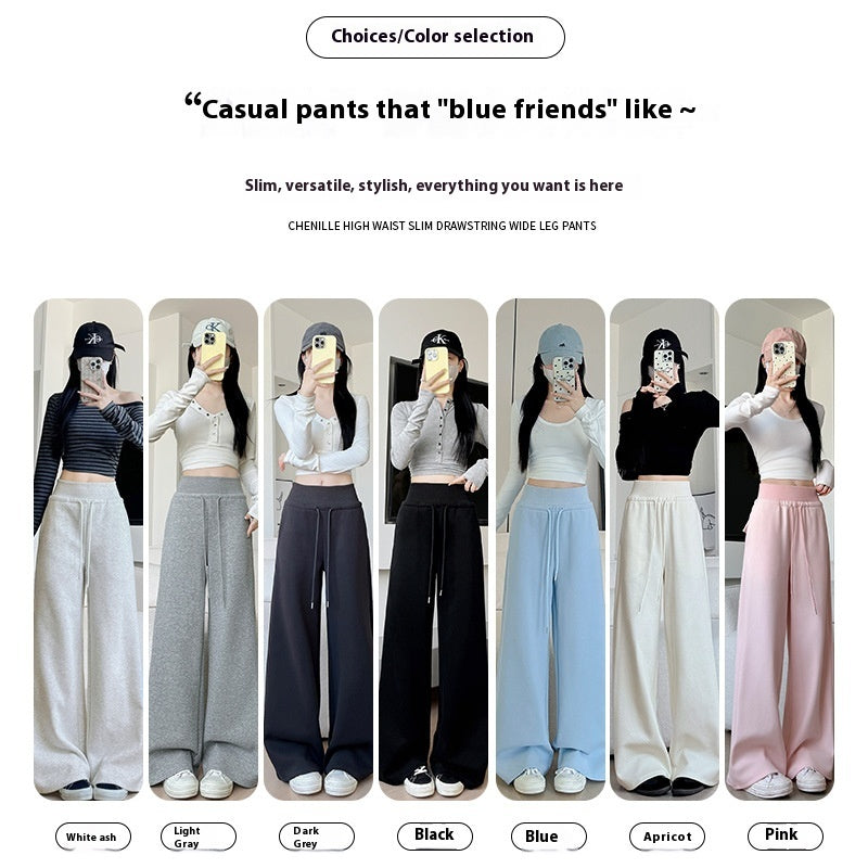 Loose Drooping Straight-leg Pants Sweatpants High Waist Slimming American Wide Leg Pants - D&A