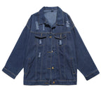 Worn Loose Denim Jacket Women's Long Sleeves - D&A