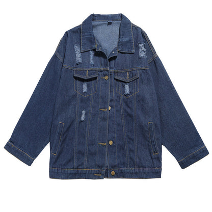 Worn Loose Denim Jacket Women's Long Sleeves - D&A