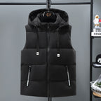 Warm Thickened Solid Color Vest For Men Black 01 Zipper Bag - D&A