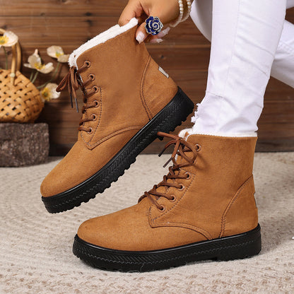 Women's Fashionable Waterproof High-top Cotton-padded Snow Boots Brown - D&A