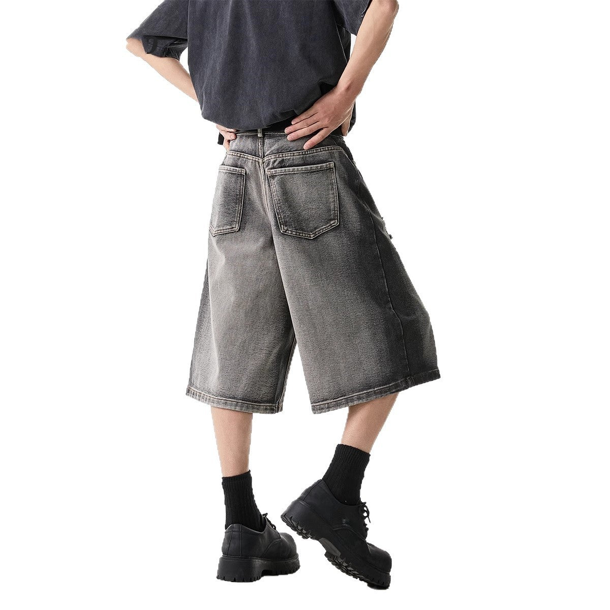 High Street Water Washed Hole Denim Shorts - D&A