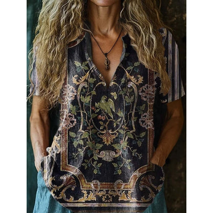 3D Printed Women's Spring And Summer Loose V-neck Short Sleeve Top XKTX02 SX2685 - D&A
