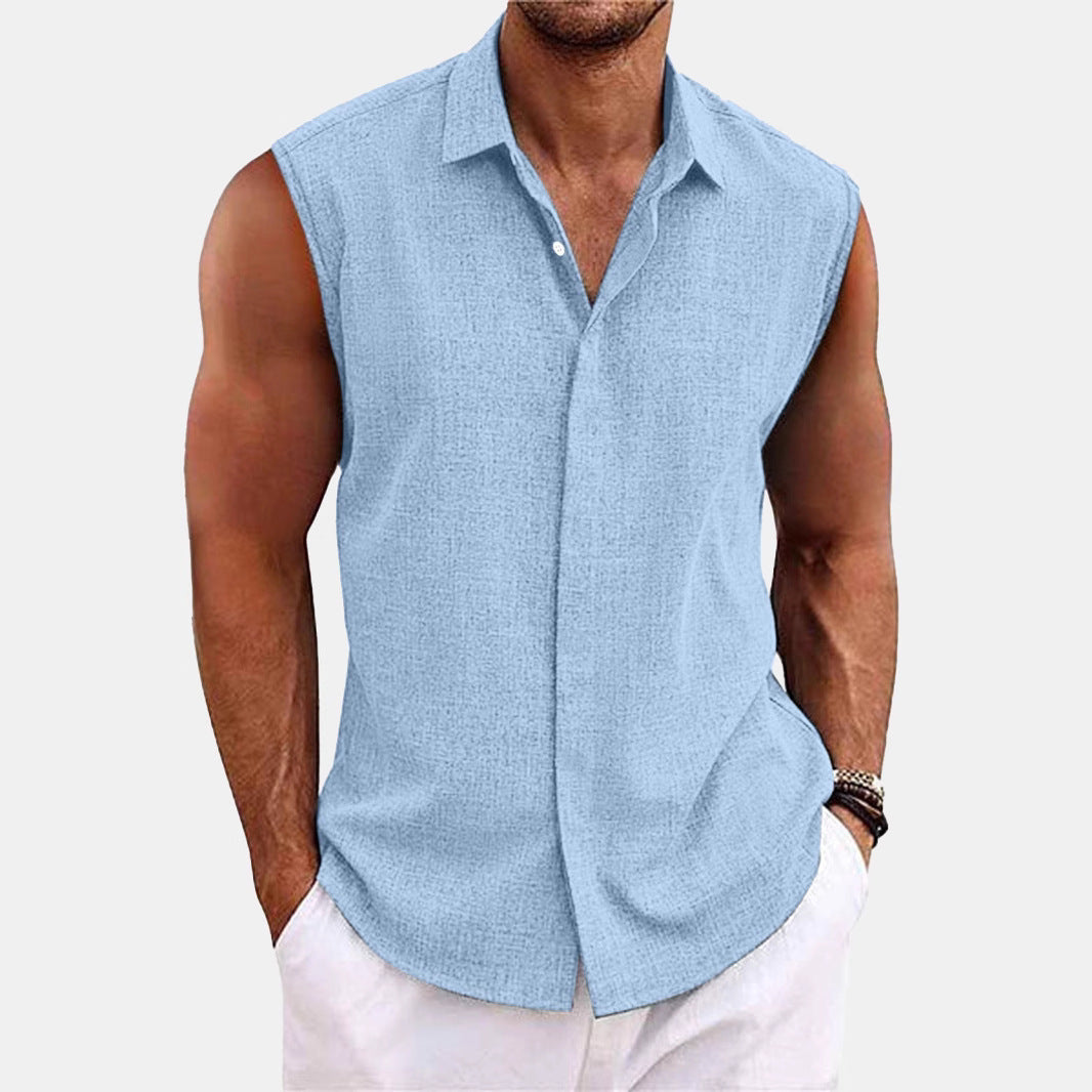 Lapel Beach Sleeveless Shirt - D&A