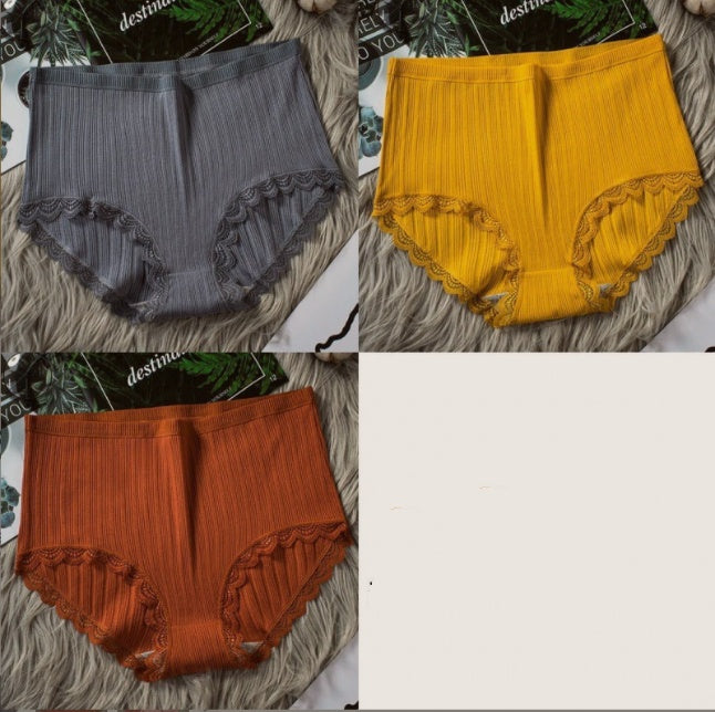Women High Waist Breathable Cotton Underwear Dark grey turmeric brown - D&A