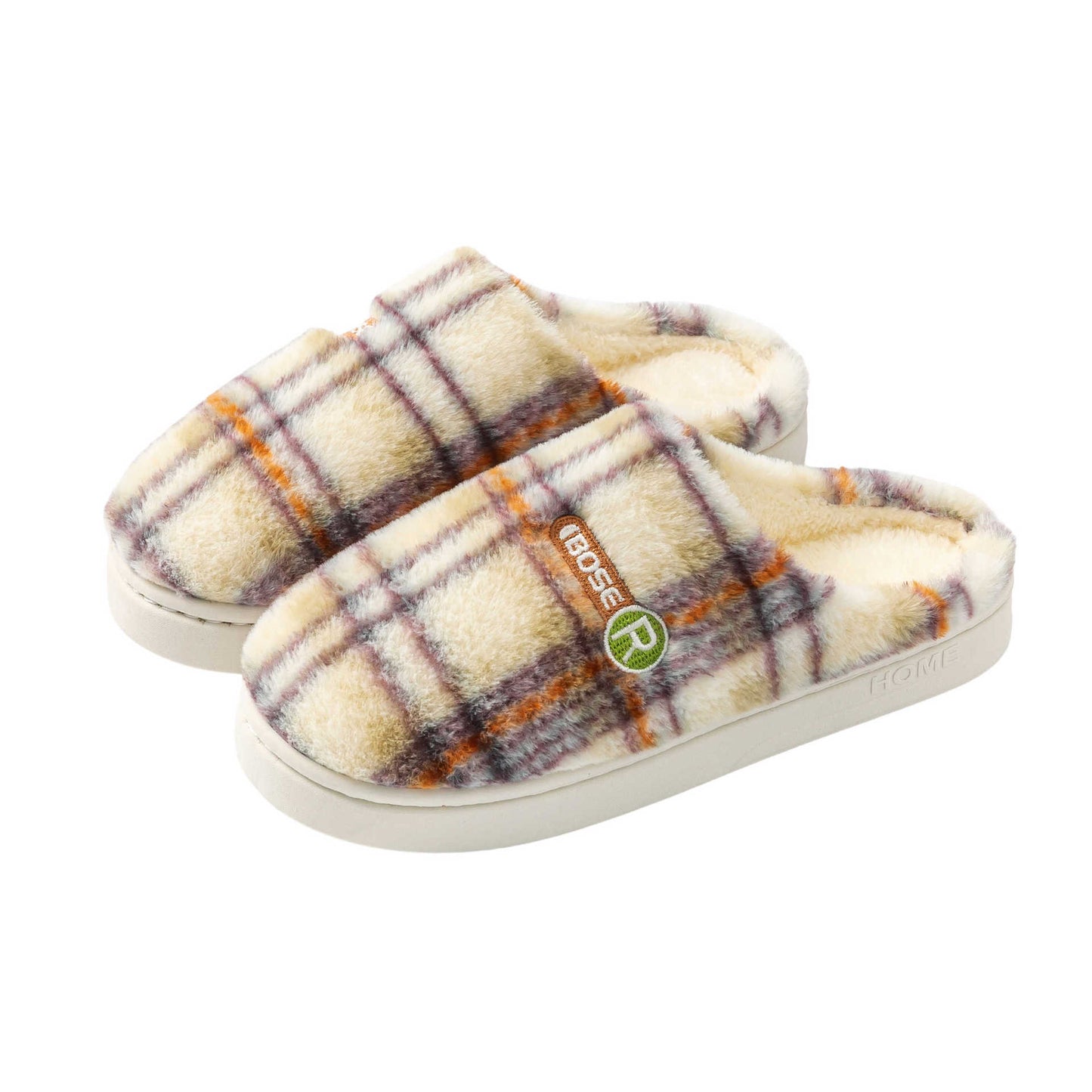 Women's Home Plush Warm Non-slip Plaid Cotton Shoes - D&A