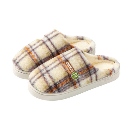 Women's Home Plush Warm Non-slip Plaid Cotton Shoes - D&A