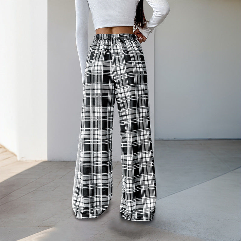 Casual Plaid Stitching Wide-leg Pants For Women - D&A