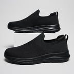 Sports Men's Extra Large Size Slip-on Mesh Flying Woven Light Casual Shoes Black - D&A