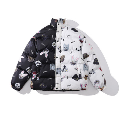 Color-blocking Thick Bread Clothes Loose Cotton-padded Jackets For Men And Women N - D&A