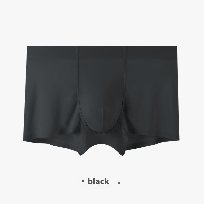 Seamless Men's Ice Silk Underwear Breathable Antibacterial All Black - D&A