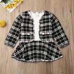 Long-sleeved Dresses Two-piece Children's Baby Small Incense Wind Suit Black - D&A