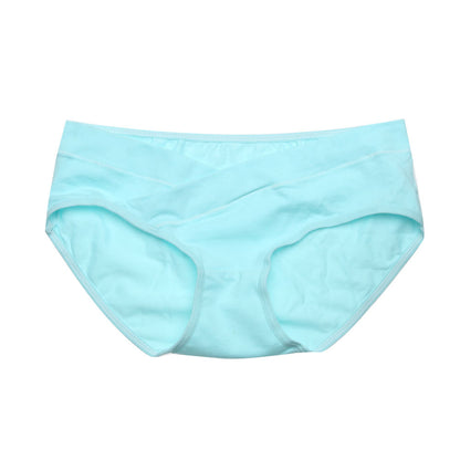 Soft Cotton Belly Support Panties for Pregnant Women Maternity Underwear Breathable V-Shaped Low Waist Panty Blue - D&A